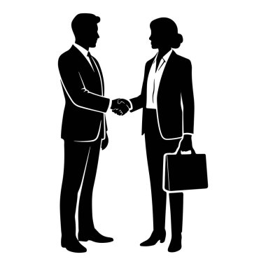 İş adamı ve İş kadını Şeffaf arkaplan ile El sıkışan Siluet vektörü