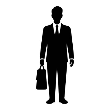 Suit Holding Evrak Çantası Siluet vektör simgesi şeffaf arkaplan ile İşadamı