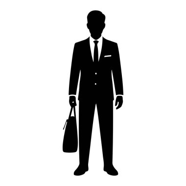 Suit Holding Evrak Çantası Siluet vektör simgesi şeffaf arkaplan ile İşadamı