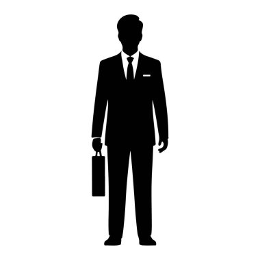 Suit Holding Evrak Çantası Siluet vektör simgesi şeffaf arkaplan ile İşadamı