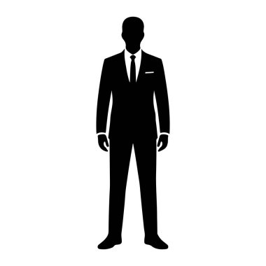 Suit Holding Evrak Çantası Siluet vektör simgesi şeffaf arkaplan ile İşadamı