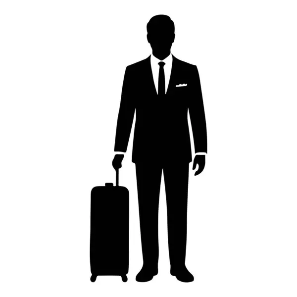 Suit Holding Evrak Çantası Siluet vektör simgesi şeffaf arkaplan ile İşadamı