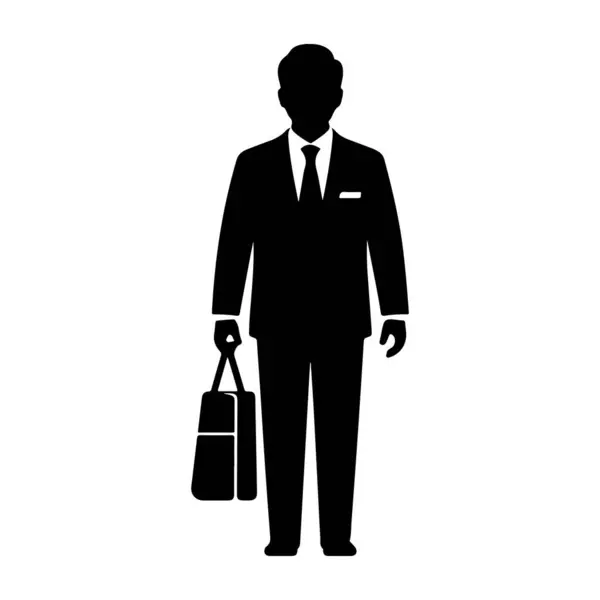 Suit Holding Evrak Çantası Siluet vektör simgesi şeffaf arkaplan ile İşadamı