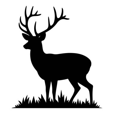 Orman Çemberi Siluetinde Geyik Görkemliliği dairesel vektöre çarpıyor.