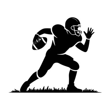 Amerikan Futbolcu Topun Silüet vektörü ile çalışan beyaz arkaplan