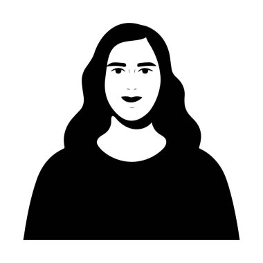 Siluet tarzında uzun saçlı bir kadının portresi.