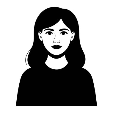 Siluet tarzında uzun saçlı bir kadının portresi.