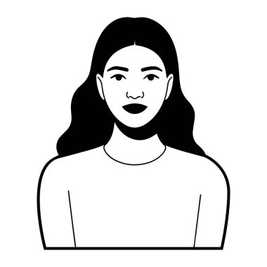 Siluet tarzında uzun saçlı bir kadının portresi.