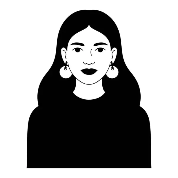 Siluet tarzında uzun saçlı bir kadının portresi.