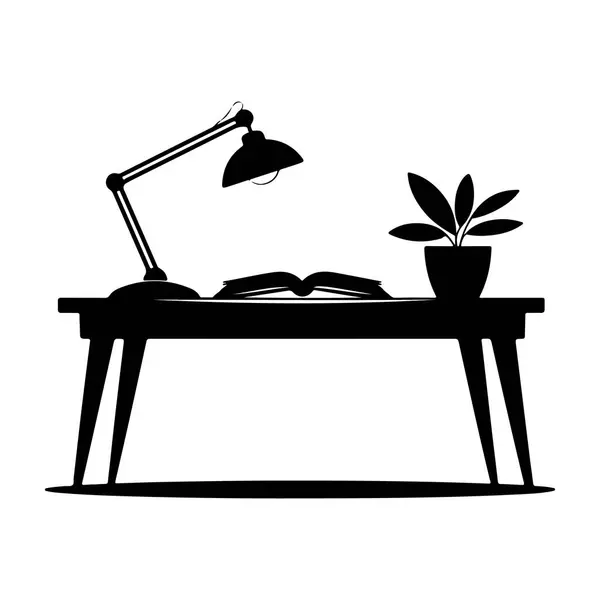 Lamba Defteri ve Bitki Silueti ile Masa Basit