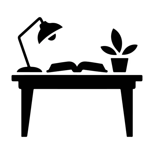 Lamba Defteri ve Bitki Silueti ile Masa Basit