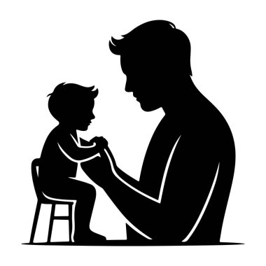 Baba ve Çocuk Silueti Resimlerinde Baba Metin Tasarımı Silüeti