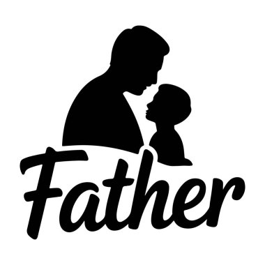 Baba ve Çocuk Silueti Resimlerinde Baba Metin Tasarımı Silüeti