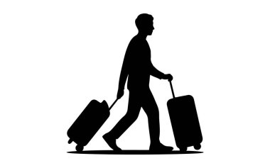 Bagajlı Siluet Adam 'la Gezgin Bavullu Silüet