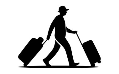 Bagajlı Siluet Adam 'la Gezgin Bavullu Silüet