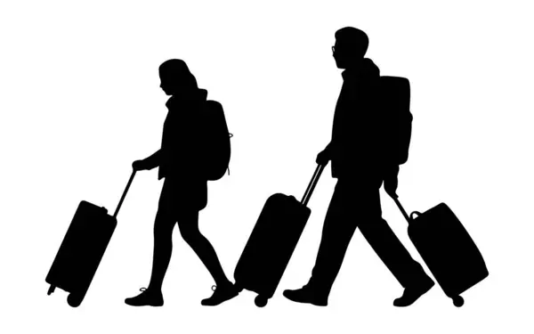 Bagajlı Siluet Adam 'la Gezgin Bavullu Silüet