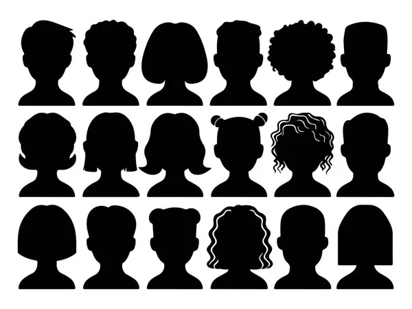 Çeşitli Saç Tarzları Siluetine sahip Çeşitli İnsanlar Başı Silueti