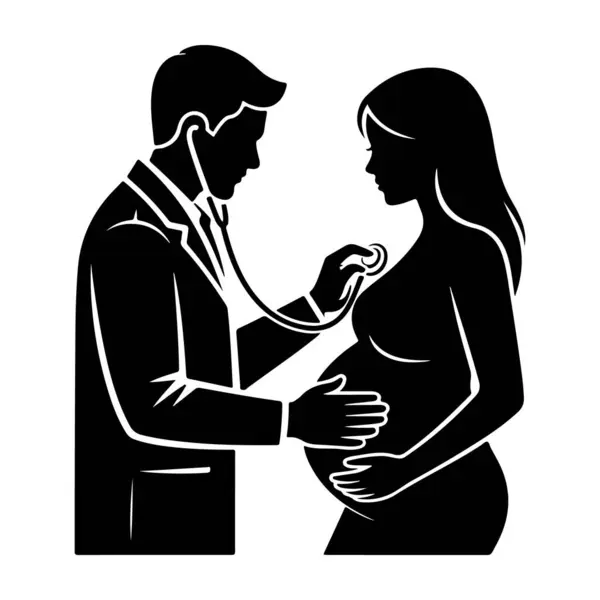 Doktor Hamile Kadın Silüetini Siyah ve Beyaz olarak İnceleme