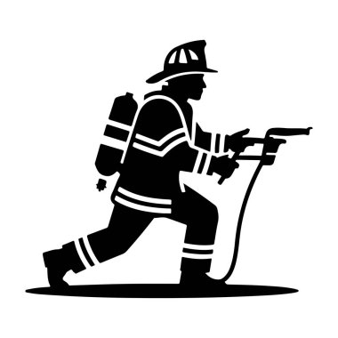 İki itfaiyeci yan yana duruyor Siluet itfaiyecileri