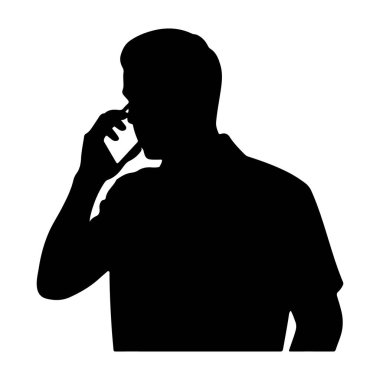 Şeffaf Arkaplanda Wifi Silueti ile Telefonda Konuşan Kişi