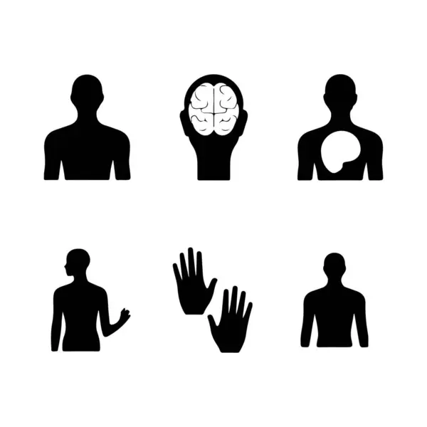 İnsan Vücut Parçaları Silüet Simgeleri Saydam Arkaplanda Ayarlandı