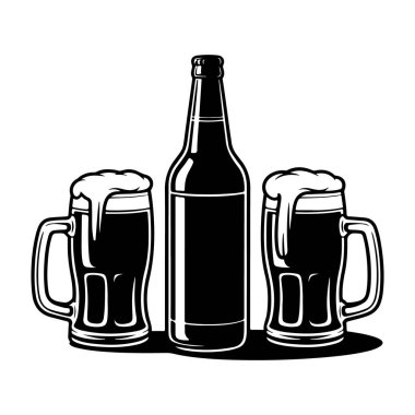 Ayı fincanı ve şişe silueti saydam arkaplanda izole edildi