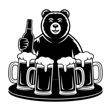 Ayı fincanı ve şişe silueti saydam arkaplanda izole edildi