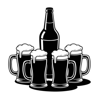 Ayı fincanı ve şişe silueti saydam arkaplanda izole edildi