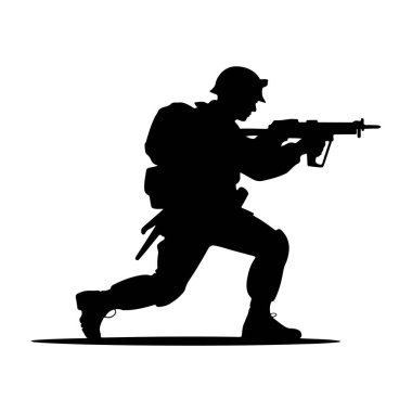 Asker gece yarısı sokak lambaları ve yaya siluetiyle şehir caddesinde koşuyor.