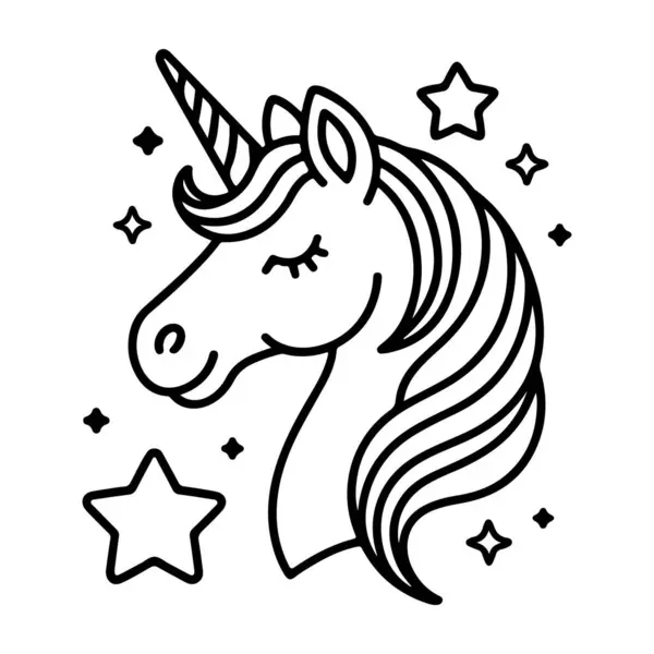 Sevimli kız ve görkemli tek boynuzlu at sihirli bir siluette birlikte arkadaşlar.