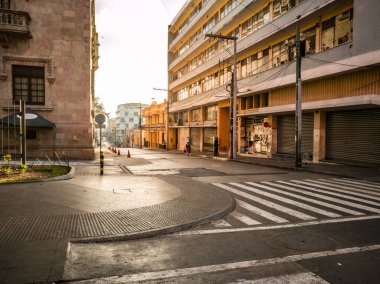  Guatemala city is usually crowded, but remains empty due to the new coronavirus pandemic. clipart