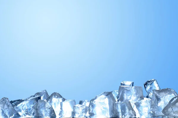 Transparent Ice Cubes Blue Background — Stock Photo, Image