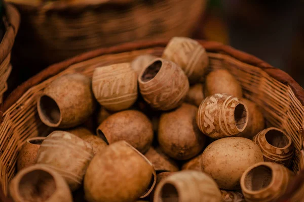 stock image Guatemalan wooden souvenirs on the local market