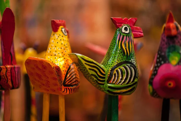 Guatemalan wooden souvenirs on local market