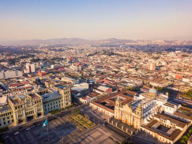 Guatemala Ciudad mimarisinin hava görüntüsü.
