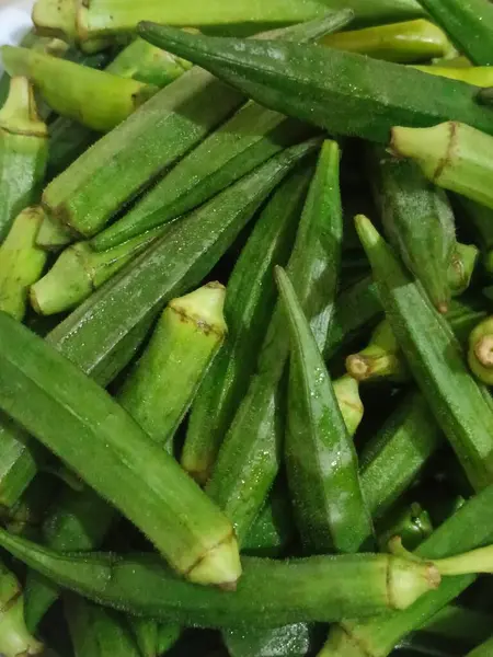 Bamya (kadın parmakları) taze görünüyor. 