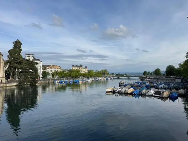 İsviçre 'deki güzel göl manzarası 