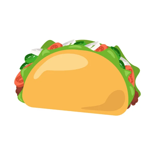 Taco Symbol Mit Zwiebeln Salat Tomaten Käse Und Schnitzel Vektor — Stockvektor