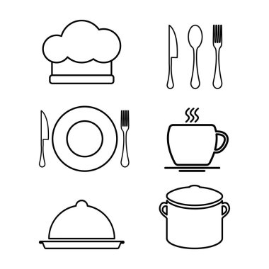 Set of kitchen icons. Cafe-themed vector illustration design isolated concept