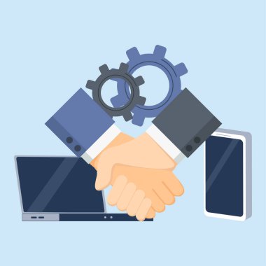 Online conclusion of the transaction concept Business handshake vector illustration design isolated