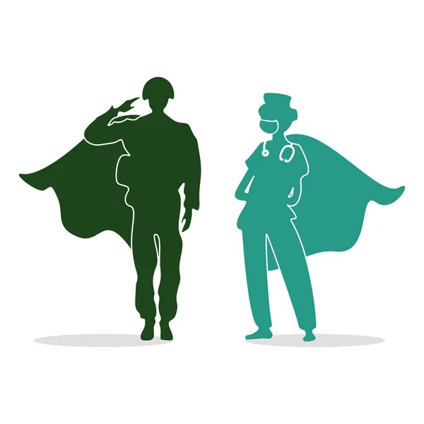 Super Soldier Doctor Medical Masks Capes Vector Illustration Design Isolated — Stock Vector