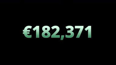 Alfa kanalı ile şeffaf bir arkaplan üzerinde euro para biriminin sayı sayacı. Euro reel sayacı sıfırdan bir milyon avroya. Para birimi canlandırma kavramı.