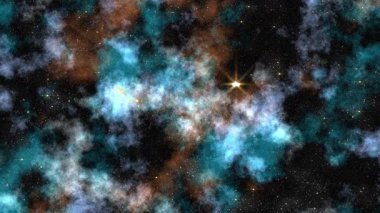 Renkli yıldızlı gece gökyüzü ve nebula