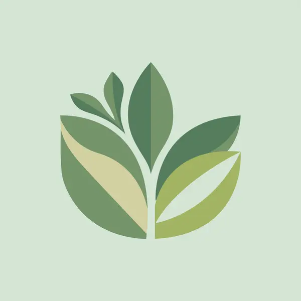 Yumuşak yeşil ve krem rengi gradyanı olan birkaç yaprak şeklindeki elementten oluşan zarif bir logo tasarımı..