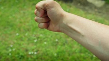 Geniş El Taş Kağıt Makas Makas Makas Oynuyor ve Beyaz El Çimende Kaybediyor