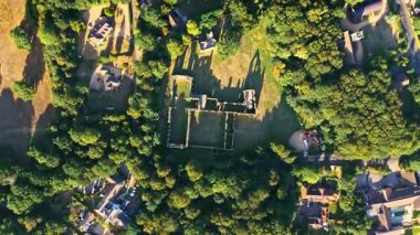 Havadan Kuşların Gözü Yüksek Görünüm Antik İngilizce Netley Manastırı Yazın Günbatımında Harabeler 