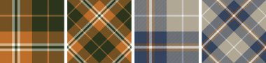 Kusursuz ekose desen seti. Flanel etek için tartan, masa örtüsü diğer modern ve moda baskıları için.