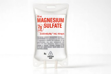 50 mL magnezyum sülfat serumu, 2g toplam doz, 40 mg / mL konsantrasyon. Hastanelerde acil durum ve elektrolit tedavisinde kullanılan tıbbi seviyede steril infüzyon..