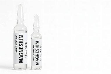 Steril magnezyum sülfat% 15 enjeksiyon ampulü, her biri 10 mL. Klinik ortamlarda acil tıp, preeklampsi, eklampsi ve elektrolit dengesizliği için kullanılır..