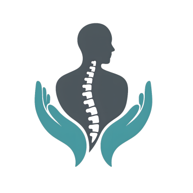 insan silueti ve koruyucu elleri olan profesyonel omurga bakımı ikonu, şeffaf arka plan, kiropraktik, fizyoterapi veya ortopedik markalaşma için ideal